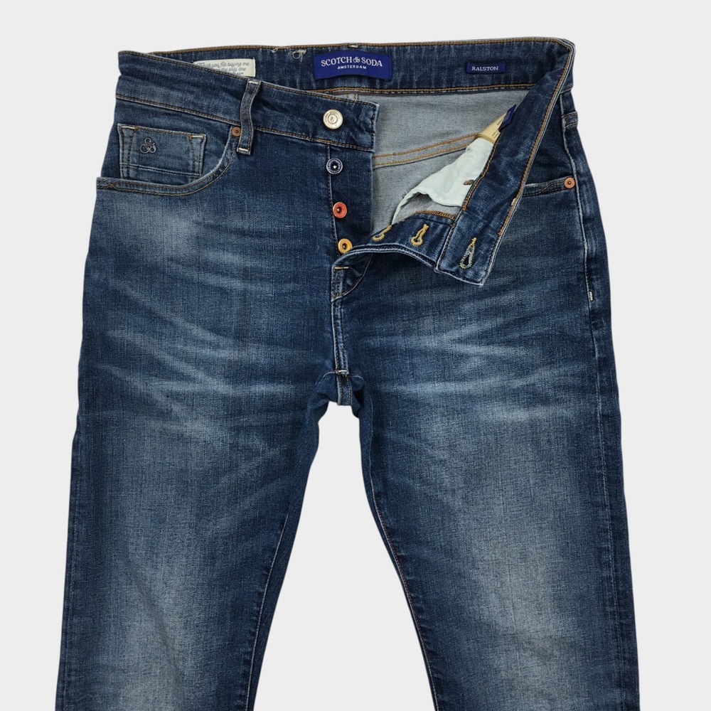 Scotch & Soda Ralston Regular Slim Fit Jeans Blue Denim Mens 30x32 Button Fly